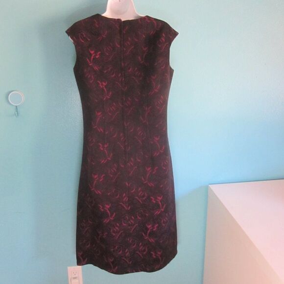 Vintage Union Made in USA Textured Floral Dress Black & Purple Fits Size 10 - Picture 5 of 9